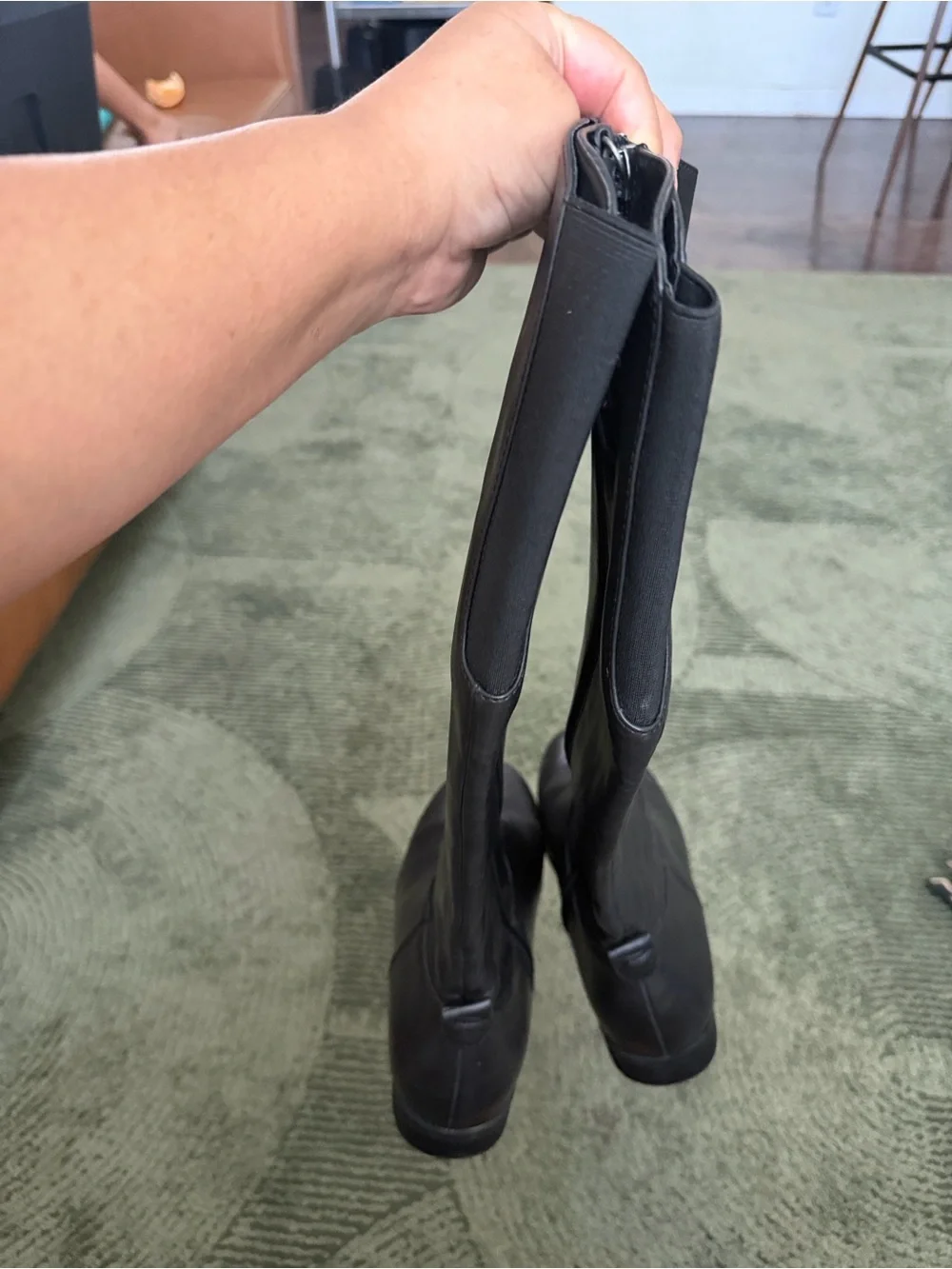 Tall Black Leather like Riding Boots